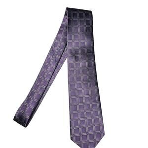 Jos. A. Bank 100% Imported Silk Men's Neck Tie Purple Geometric NWT